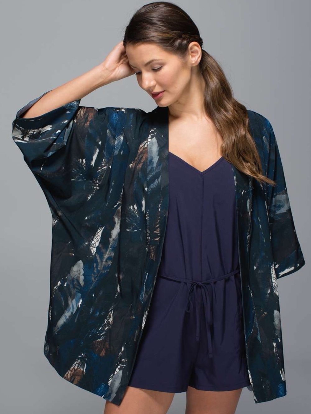 Lululemon Wanderlust Casbah Oversized Kimono Cardigan Painted Feathers Medium